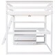 preview thumbnail 17 of 16, Full Size Loft Bed with Desk and Shelves, 2 Built-in Drawers, White