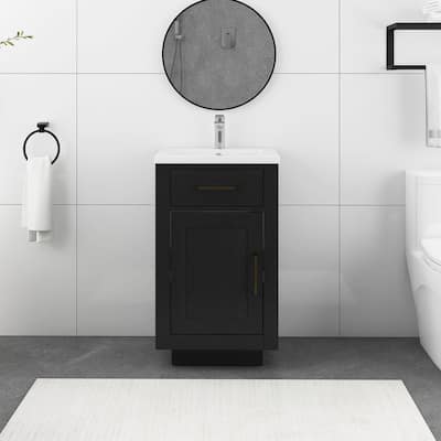 Plywood Freestanding Bathroom Vanity with Integrated Resin Sink