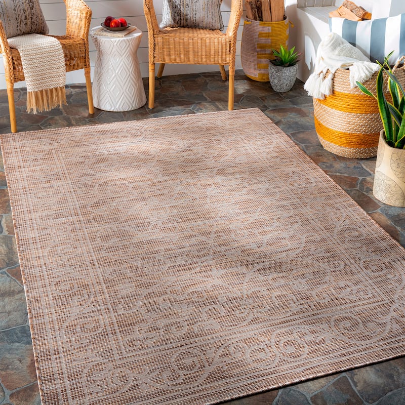 Artistic Weavers Adalet Vintage Boho Medallion Outdoor Area Rug - 5'1" x 7' - Brown/Cream
