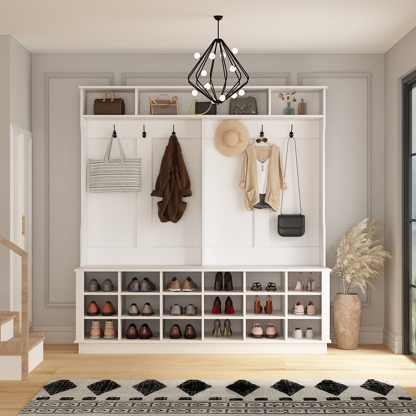 Shoe bench with hooks sale