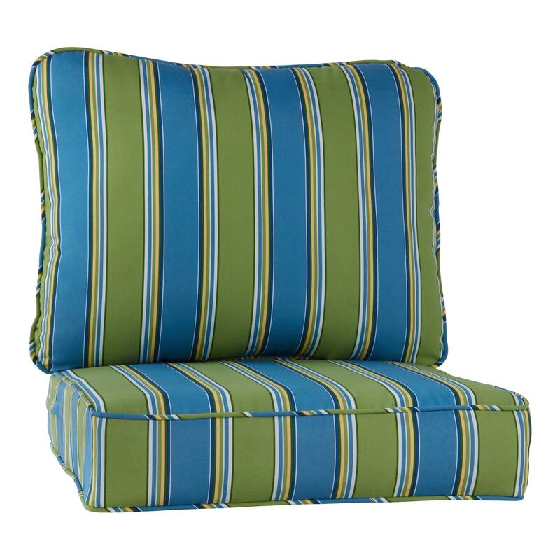 Outdoor 2-Piece Reversible Deep Seat Cushion Set (Cushions Only) - Cayman Stripe