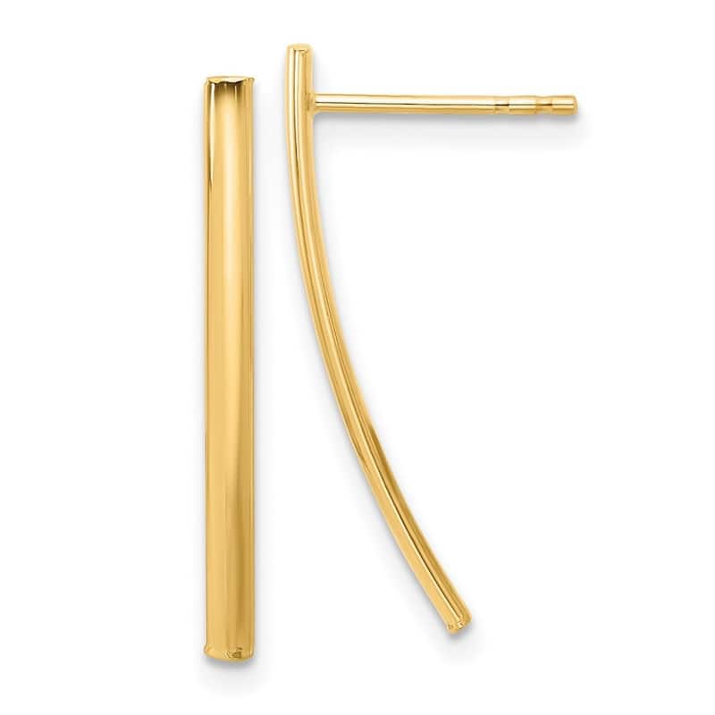 Curata 14k Yellow Gold Polished 25.4x2mm Bar Post Earrings