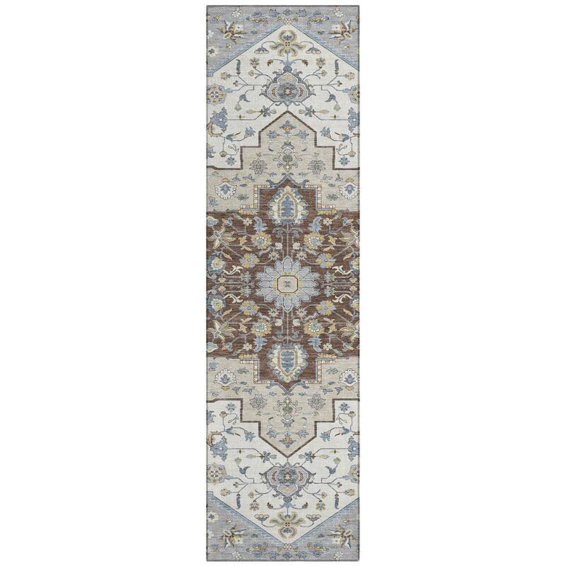 Machine Washable Indoor/ Outdoor Traditional Kolkata Chantille Rug