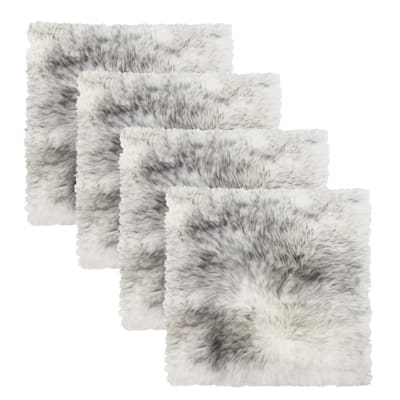 HomeRoots Set Of Four 17" X 17" Gradient Grey Wool Chair Pads - 17