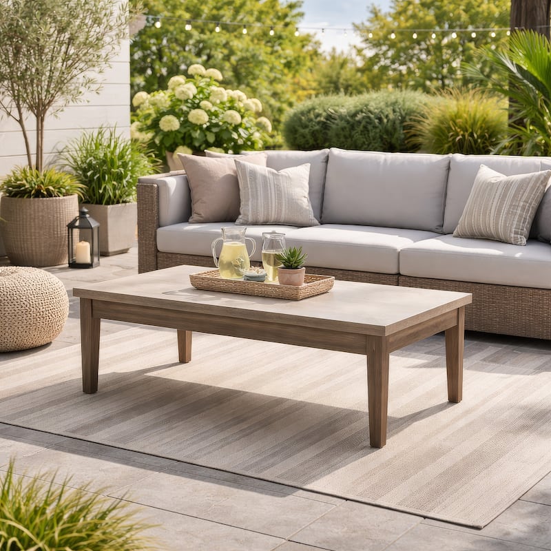 Inaya Outdoor Coffee Table, Brown, Beige Sintered Stone Top, 49 Inch