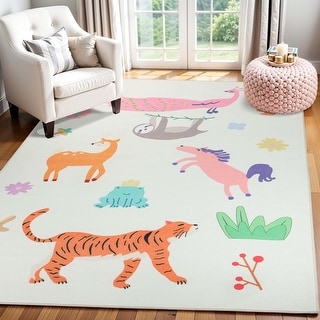Superior Animal Safari Kids Washable Indoor Area Rug