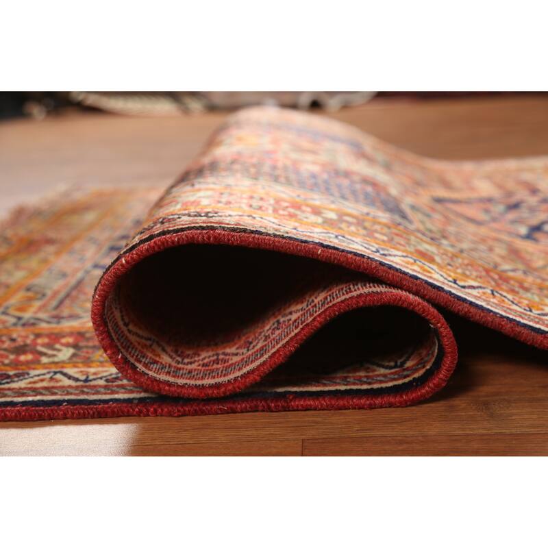 Hand Knotted Oriental 100% Wool Carpet Traditional Tribal Oranges & Rust Shiraz Area Rug - 5' 7'' X 3' 5''