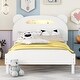 preview thumbnail 2 of 7, Twin Size Wood Platform Bed with Bear-Shaped Headboard, Motion Activated Night Lights, and Storage Space
