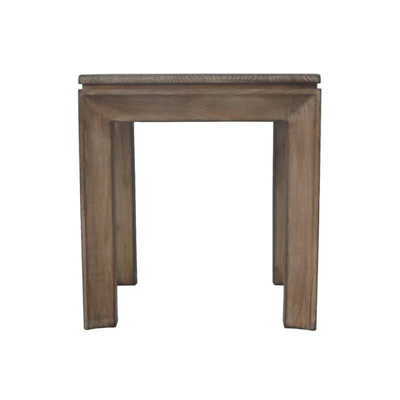 Moa Side End Table, 22 Inch Square Top, Antique Natural Brown
