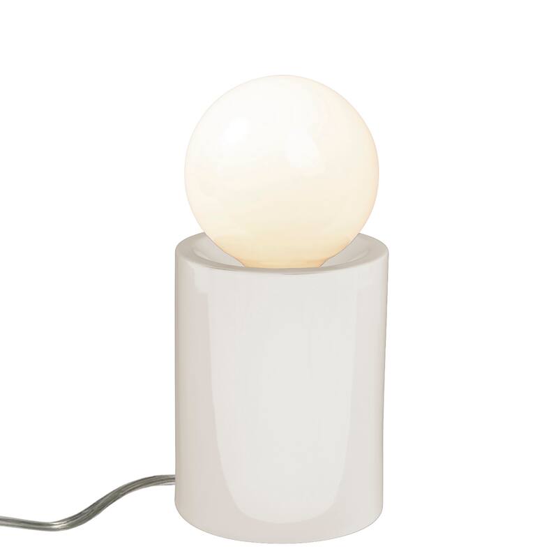 Ceramic Short Pillar Table Lamp - Gloss White