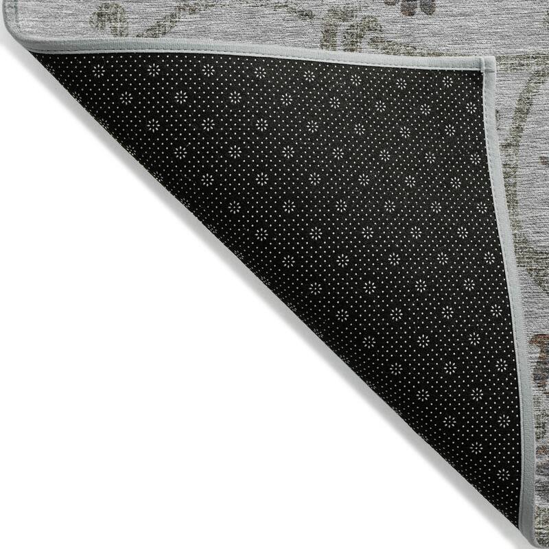 Machine Washable Indoor/ Outdoor Chantille Floral Scroll Rug