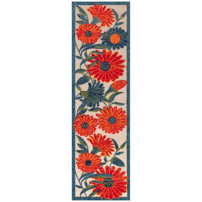 Nourison Alice Indoor/Outdoor Floral Area Rug. - Ivory/Multicolor - 2'x6'