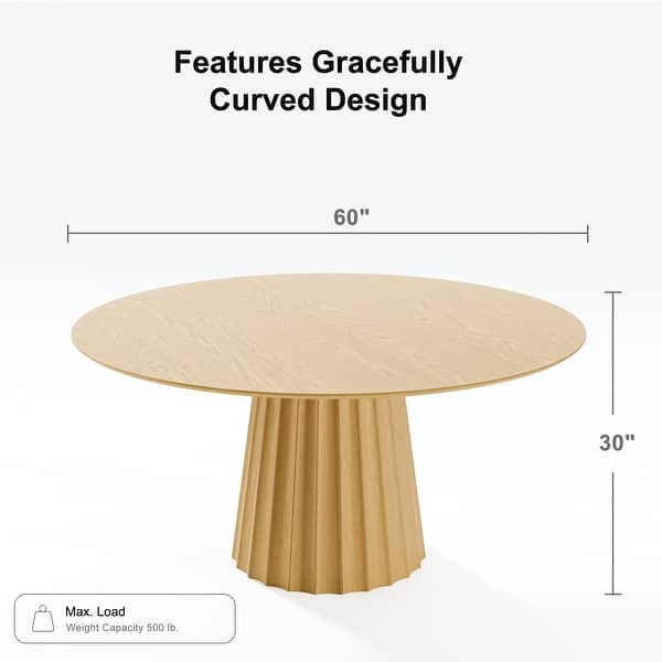 dimension image slide 8 of 10, Solid Wood Round Dining Table for 4-8 People Nordic style