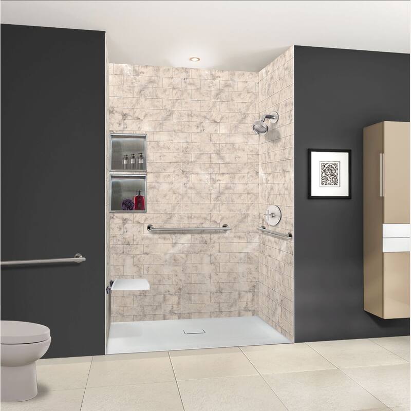Transolid FZS6040C-09 60-in L x 39.4-in W Zero Threshold Center Drain Shower Base, Black - 60-in L x 39.4-in W