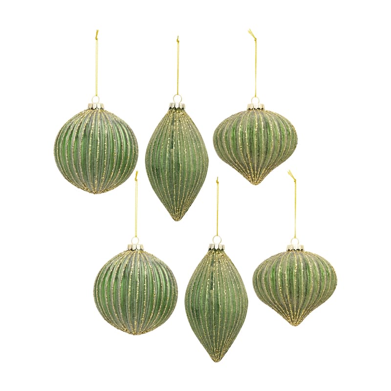 Glass Ornament (Set of 6) - Green