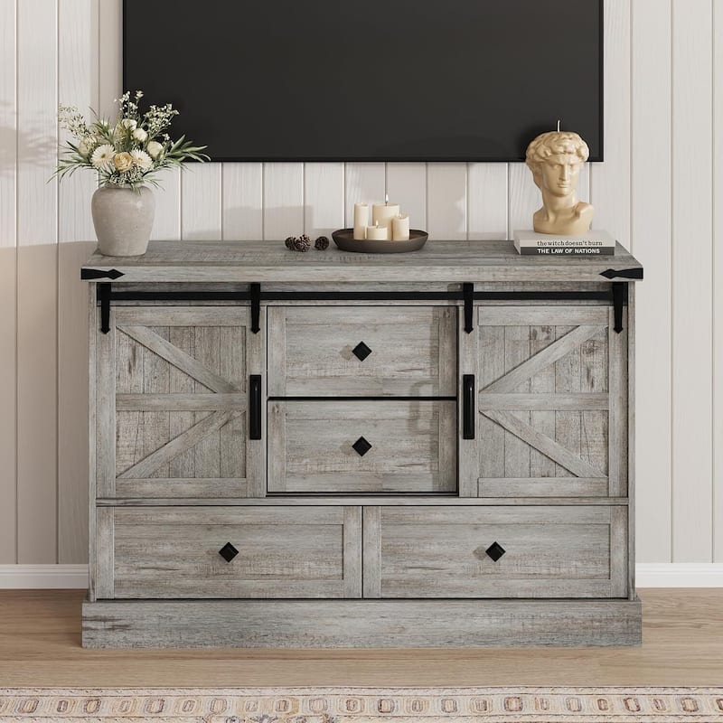 4 Drawers Storage Dresser Chest for Living Room, Closet - Grey