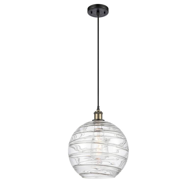 Innovations Lighting Ballston Athens Deco Swirl - 1 Light 12" Cord Hung Mini Pendant - Black Antique Brass