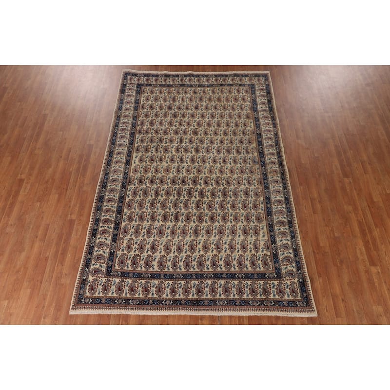 Paisley Mood Persian Vintage Area Rug Hand-Knotted Wool Carpet - 6'9"x 10'7"