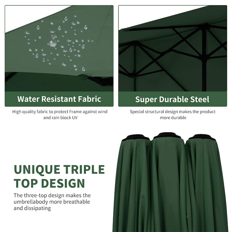 13 ft Patio Umbrella with Base Double-Sided Rectangular Outdoor Deck Umbrella