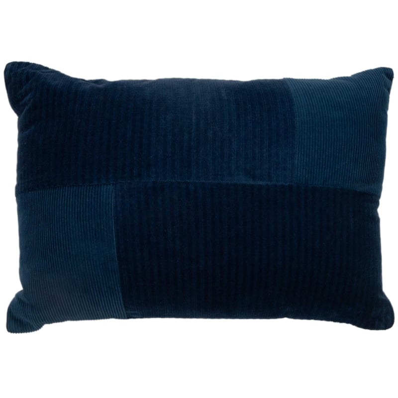 Rizzy Home Solid Corduroy Modern Pattern Blocked Throw Pillow - Down Alternative - Dark Blue