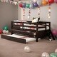 preview thumbnail 1 of 8, Low Loft Bed Twin Size with Full Safety Fence, Climbing ladder Espresso - Twin