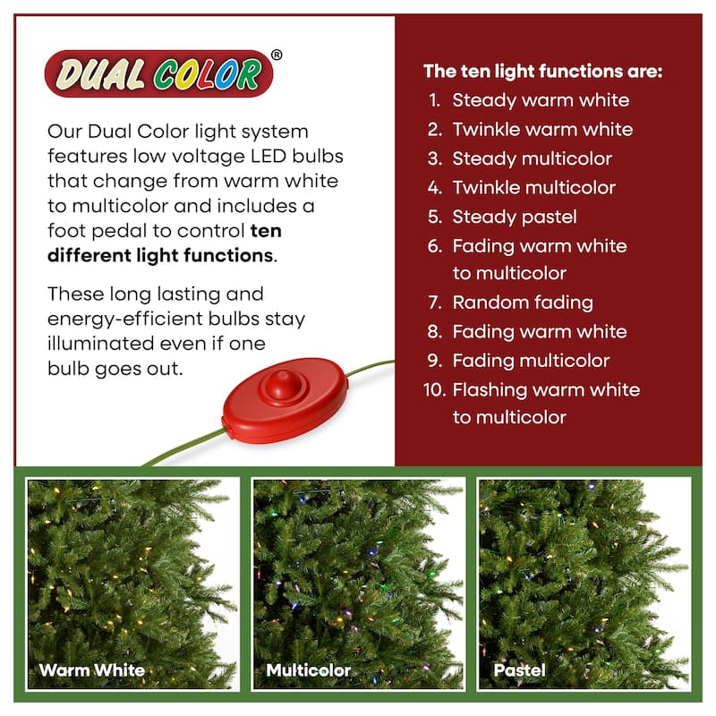 National Tree Company 12 ft Pre-Lit Dunhill Fir Artificial Christmas Tree, 1,200 LED Lights, PowerConnect, Includes Stand, Green