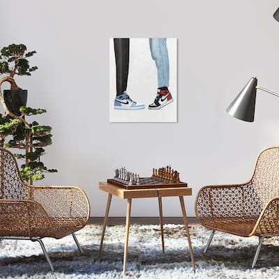 Wynwood Studio Fashion and Glam Budding Sneaker Love Blue and Light Blue Modern & Contemporary Wall Art Canvas Print