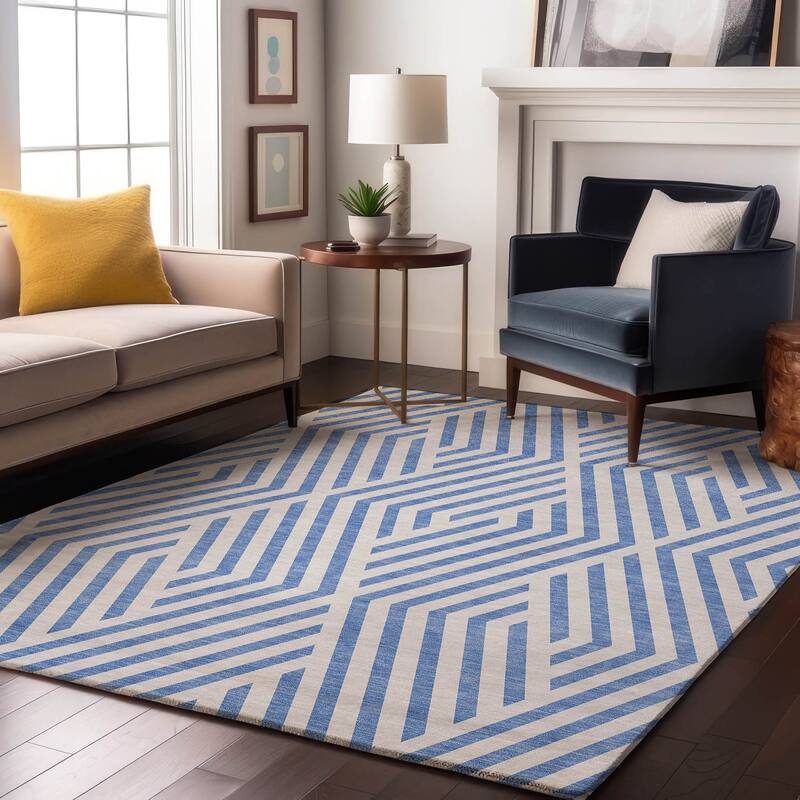 Premium Washable Super Soft Contemporary Geo Mayfield Rug - Denim - 8' x 10' - Rectangle