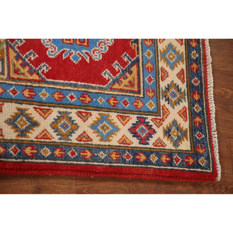 Geometric Kazak Accent Rug Handmade Oriental Wool Carpet - 2'9"x 4'2"