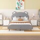 preview thumbnail 1 of 13, Upholstered platform bed with koala-shaped headboard Grey