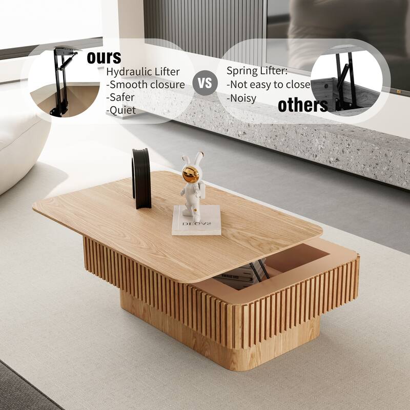 Modern Solid Wood Veneered Round/Oval/Rectangular Coffee Tea Table with Storage
