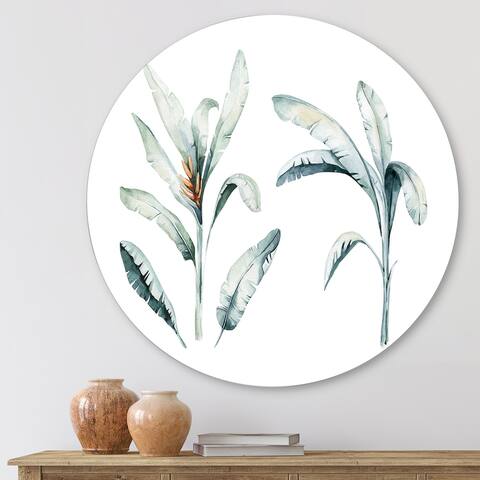 Designart 'Tropical Jungle Leaves' Bohemian & Eclectic Metal Circle Wall Art