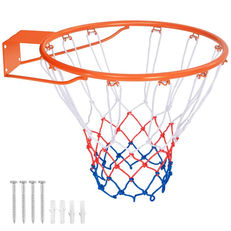Gymax 15'' Basketball Rim Wall Door Mounted Basketball Hoop w/ All - Orange - Kids