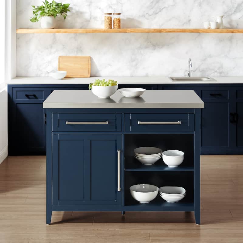 Crosley Silvia Stainless Steel Top Kitchen Island
