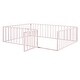 preview thumbnail 5 of 7, Queen Size Metal Floor Bed Frame with Fence and Door, Pink