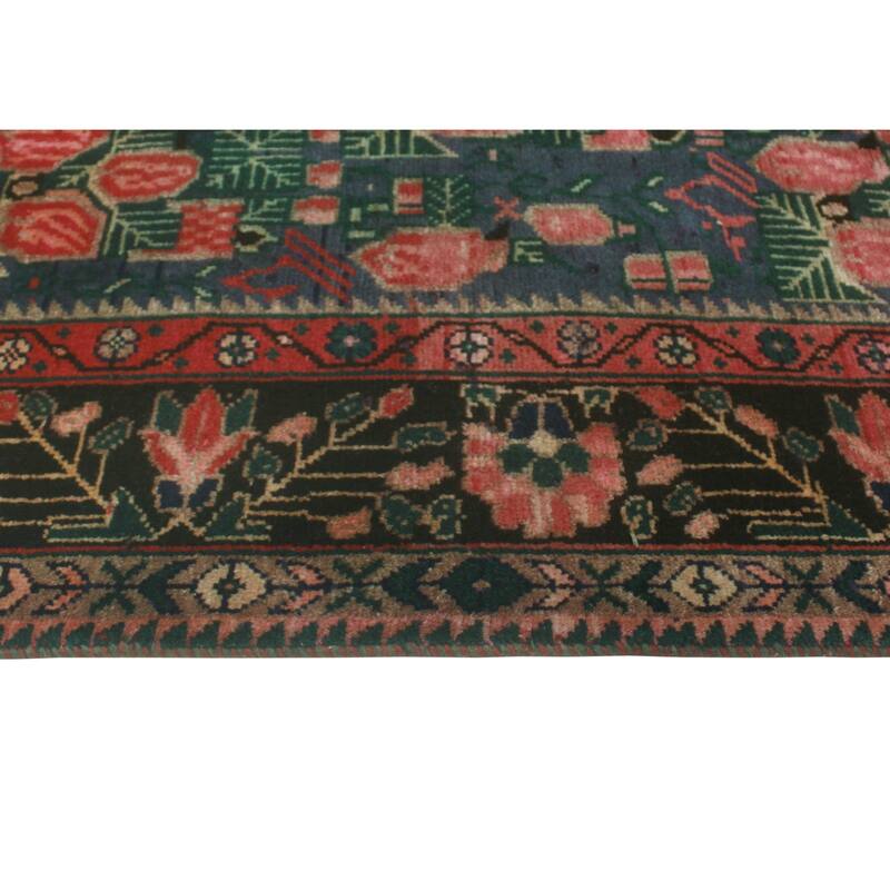 Fine Vintage Distressed Gulmarzhan Blue/Red Rug - 6'7" x 9'2"