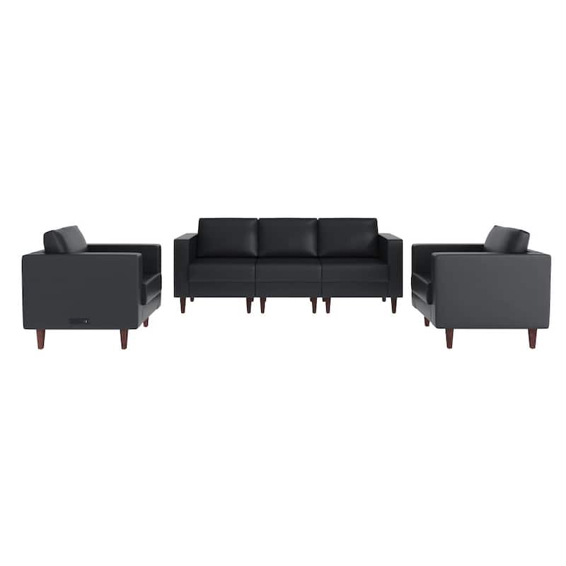 3 PC Commercial Seating Set with Outlets/USB/USB-C Ports - 33"W x 31.25"D x 32.5"H - Black