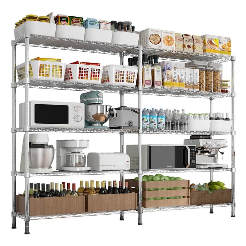 4-Tier Steel Height -Adjustable Storage Rack Heavy Duty Shelving Unit
