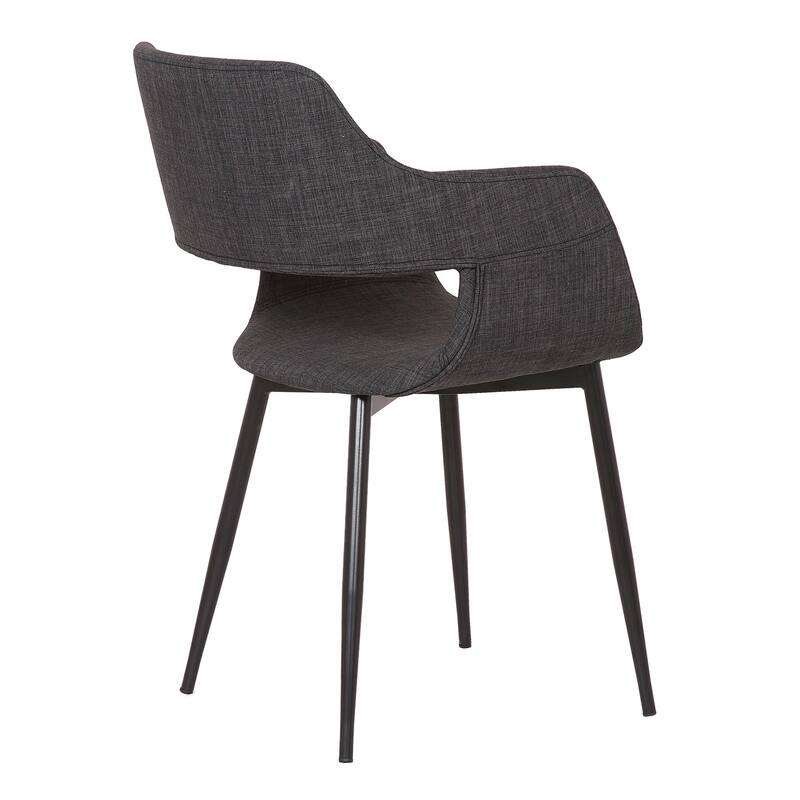 Mid-Century Accent Chair - Grey Dining Room Chair with Open Back Design - Modern Fabric Chair for Home Office