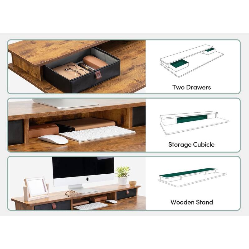 FEZIBO Height Adjustable Electric Standing Desk with Double Drawer, Stand Up Desk with Storage Shelf, Sit Stand Desk