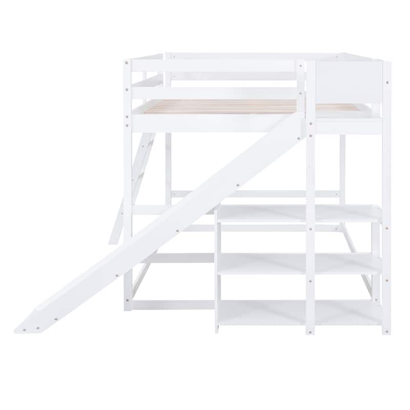 Full over Full Wood Bunk Bed with Slide