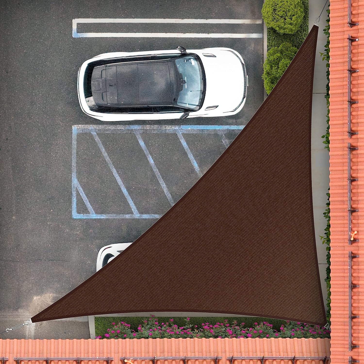 16' x 23' x 28' Brown Right Triangle Sun Shade Sail, UPF50+, 95% UV Blockage, 200GSM Heavy Duty, 3-Year Warranty