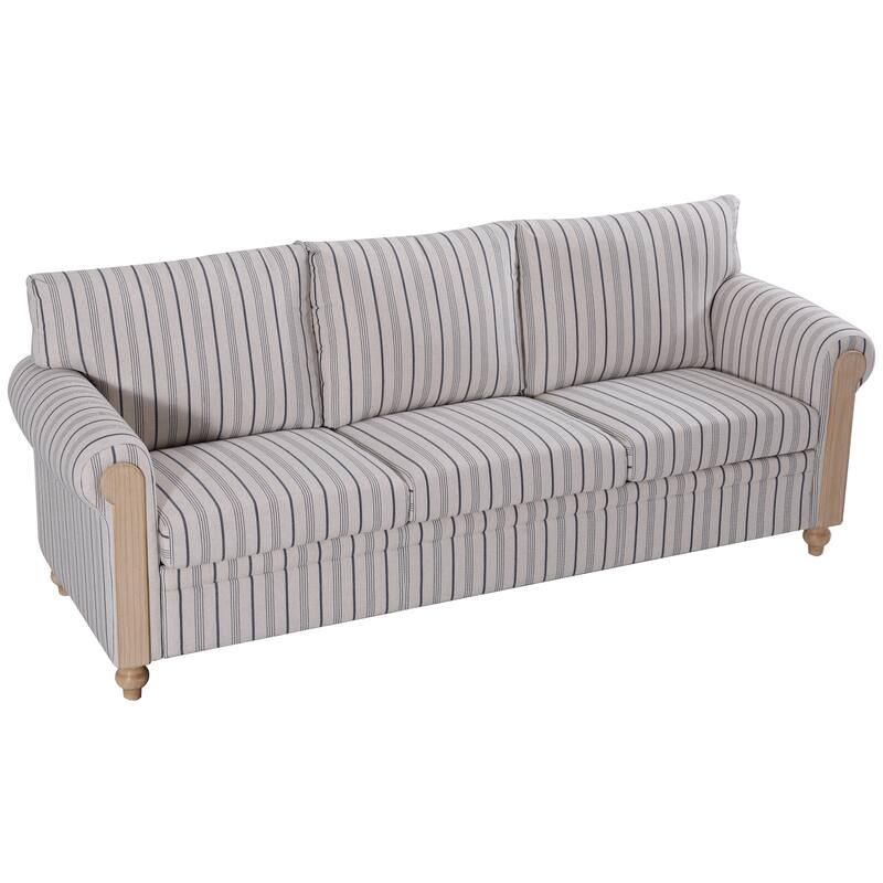 GDFStudio - Upholstered 84" 3-Seater Sofa with Birch Legs