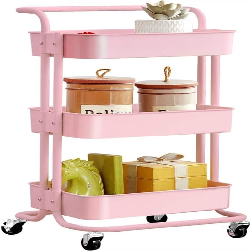 3-Tier Utility Rolling Cart - 15"D x 17"W x 32.28"H