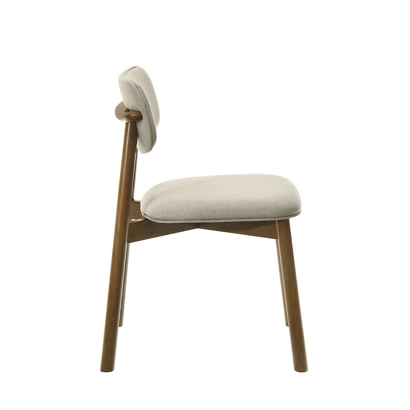 Mid Century Modern Walnut Finish Upholstered Side Chairs