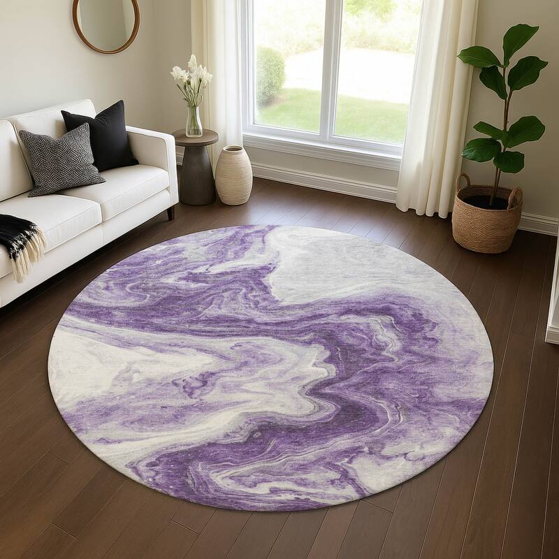 Premium Washable Super Soft Modern River Mayfield Rug - Purple - 8' x 8'