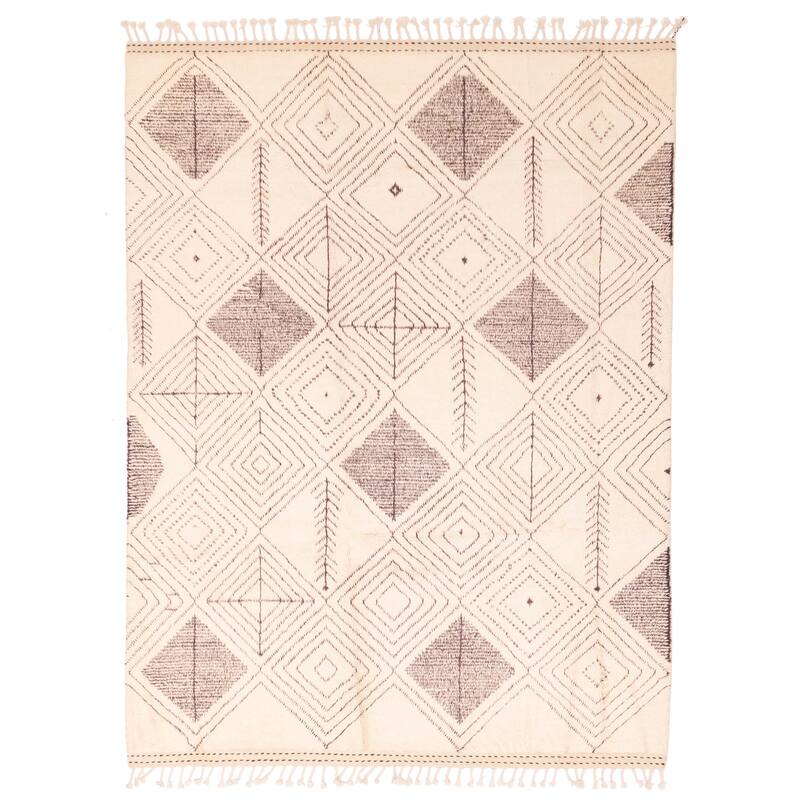 ECARPETGALLERY Hand-knotted Pak Finest Marrakesh Cream Wool Rug - 6'1 x 7'10