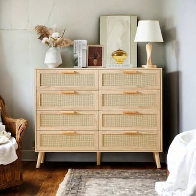 Natural 8-Drawer Rattan Dresser