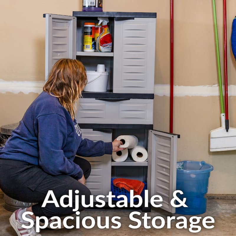 Sunnydaze Storage Cabinet with 2 Adjustable Shelves and Drawer