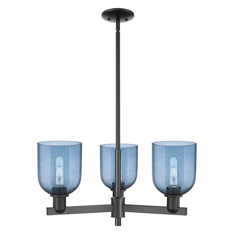 Innovations Lighting Endless Possibilities Arcadia - Bella - 3 Light 27" Stem Hung Chandelier - Blue/Matte Black